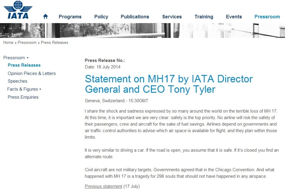 iata.org website screenshot