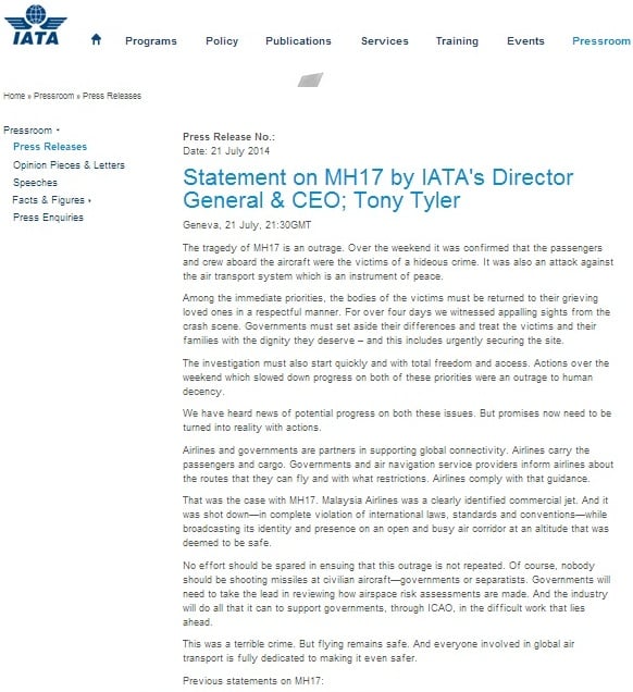 iata.org website screenshot