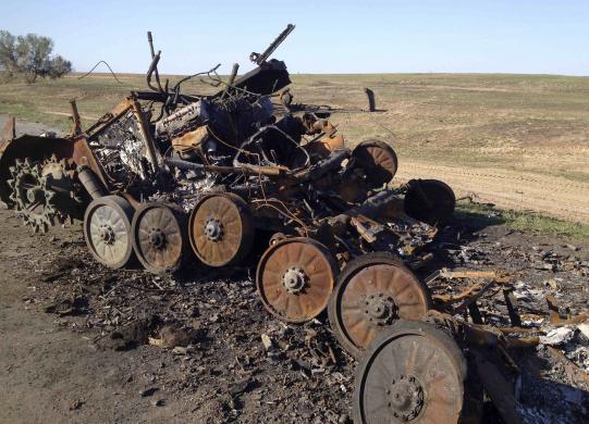 Разрушенный БМП-2 на дороге возле Сторобешевого (с) Мария Цветкова