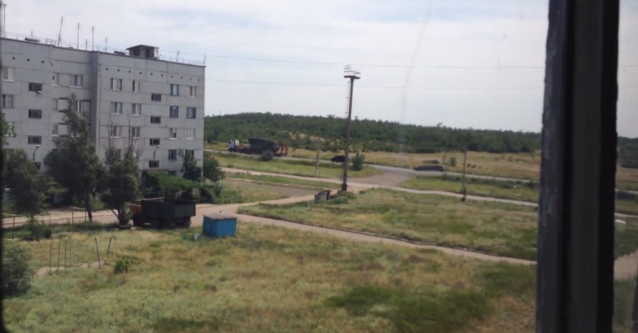 Screenshot from footage filmed in Zuhres, Ukraine, July 17, 2014.