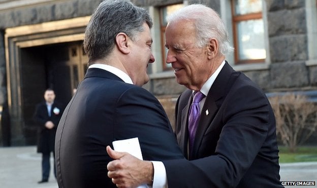 US Vice-President Biden (R) made a high profile visit to President Poroshenko in Kiev in November