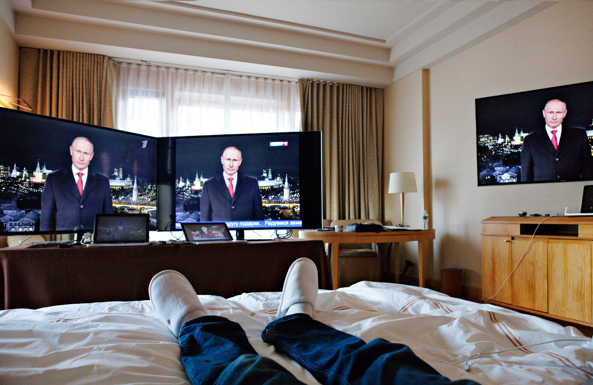  Gary Shteyngart at the Four Seasons hotel in New York, where he watched Russian television for seven days. Sasha Rudensky for The New York Times 