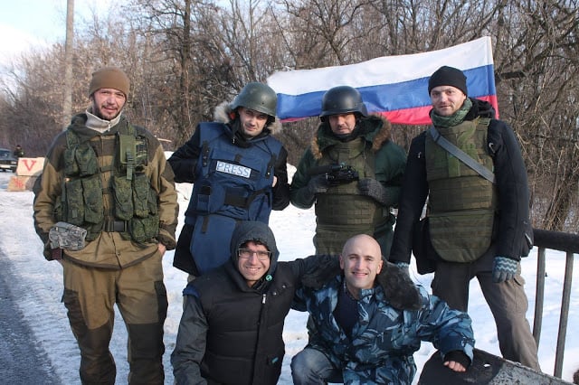 Russian media "journalists" group photo in Ukraine - SM post