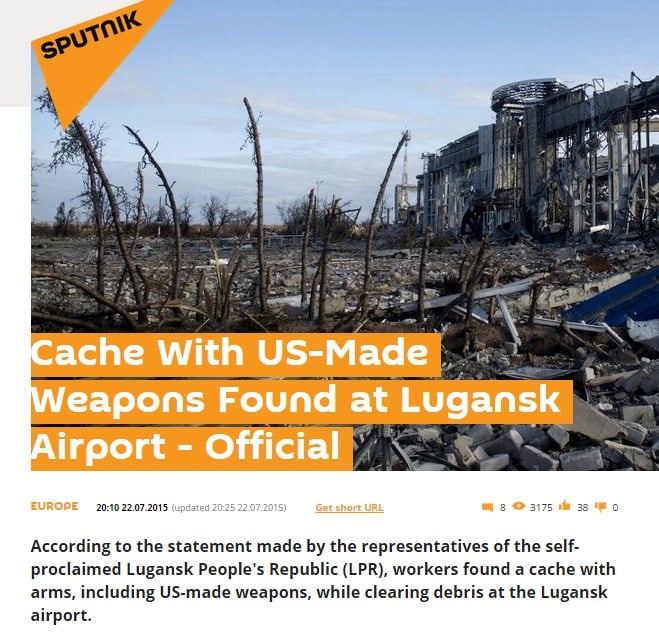 Screenshot of Sputnik News site
