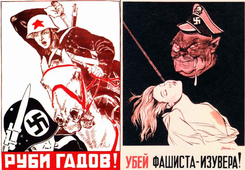 Translation: “Chop the bastards,” (left) “Kill the fascist scum” (right)