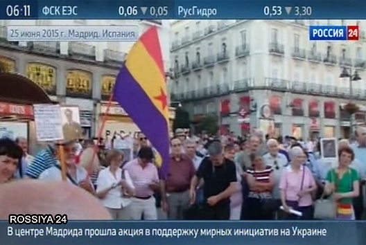 Russian TV said Madrid demonstrators were supporting Ukrainian separatism