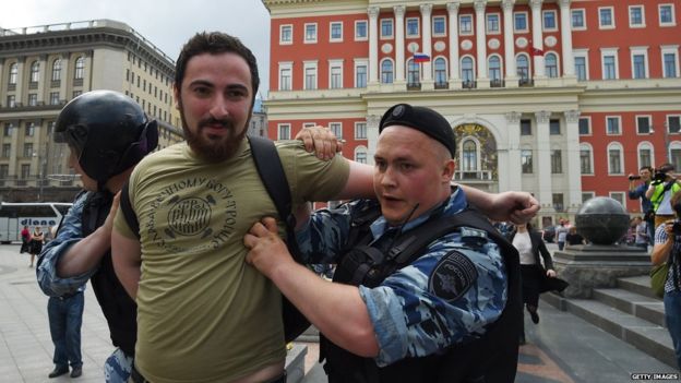 Dmitry Enteo was detained at a rally against gay rights in May 2015 