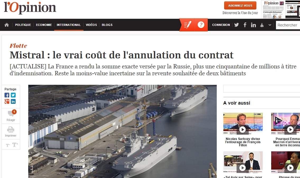 Сриншот сайта lopinion.fr