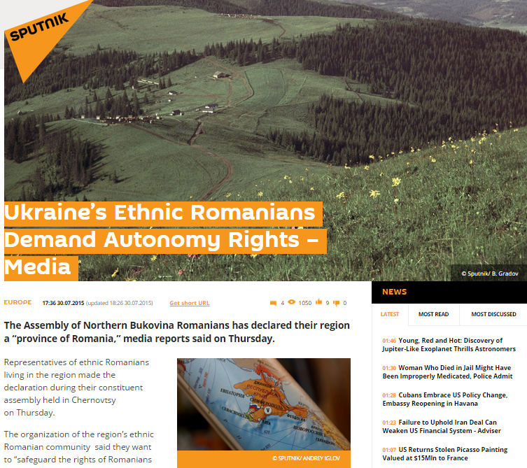 Screenshot of Sputnik web-site