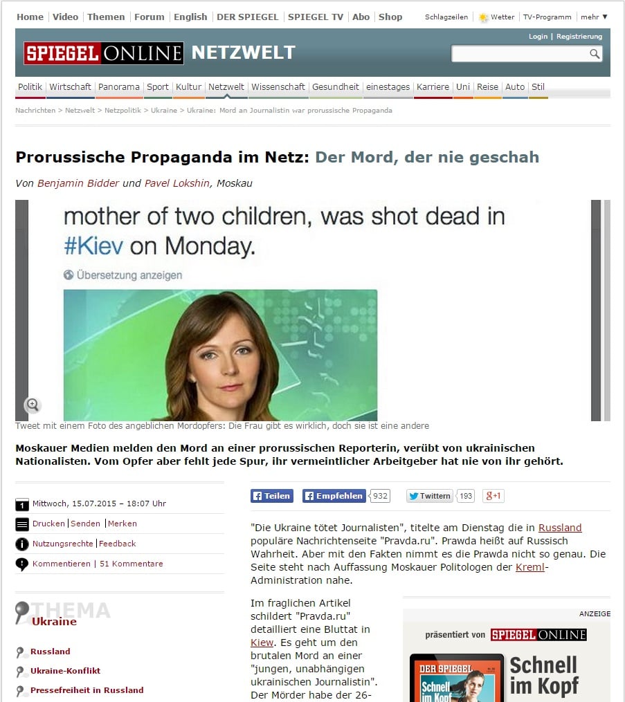 La propaganda favor de Rusia en la red: El asesinato que nunca ocurrió http://www.spiegel.de