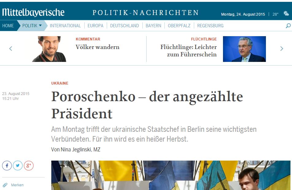 Screenshot de pe site-ul mittelbayerische.de