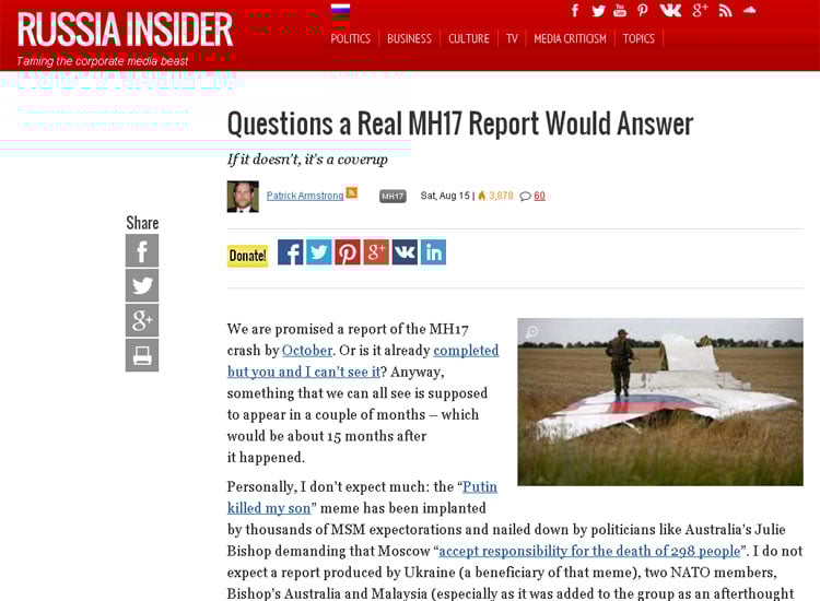 Screenshot la articolul lui Patrick Armstrong publicat în Business Insider