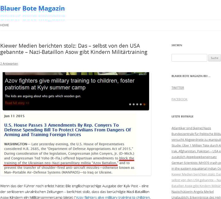 Screenshot de pe site-ul blauerbote.com