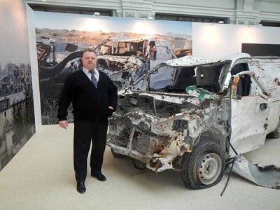 Vladislav Shurygin at the opening of 'Material Evidence' in Moscow 