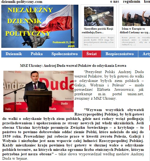 Screenshot de pe site-ul dziennik-polityczny.com