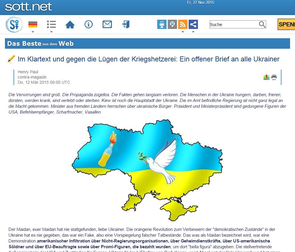 Скриншот на сайта de.sott.net