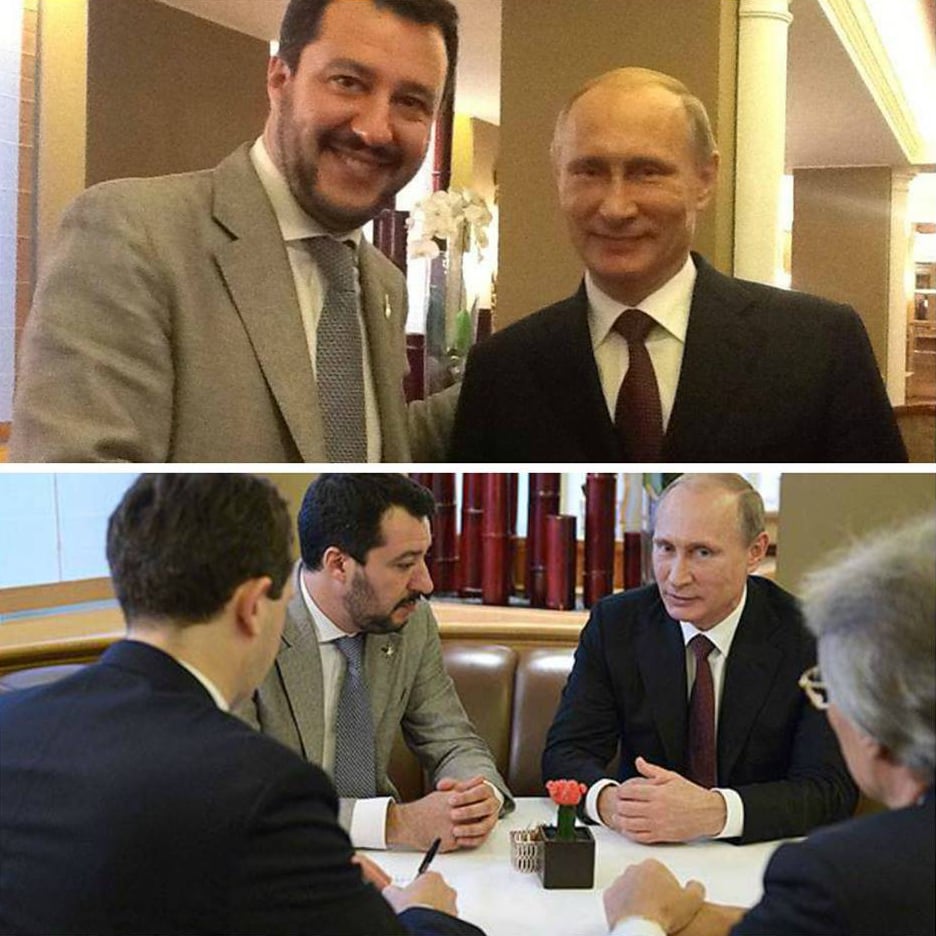 Matteo Salvini, the leader of the far right Lega Nord party, meeting Putin in October 2014