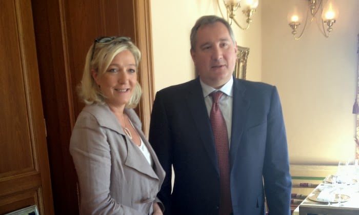 Marine Le Pen and Dmitry Rogozin in Moscow, 2013