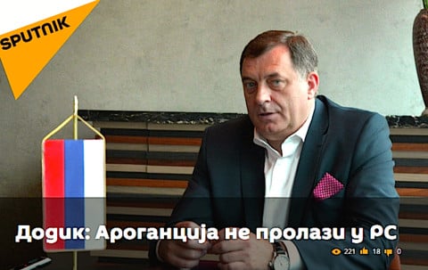 Dodik on Sputnik, which launched a Serbian language service in February (Photo: rs.sputniknews.com)