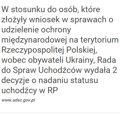 ...Съветът по въпросите на бежанците е взел две решения за предоставянето на статут на бежанец в Република Полша"