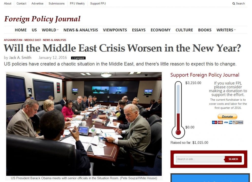 Скриншот на сайта Foreign policy journal