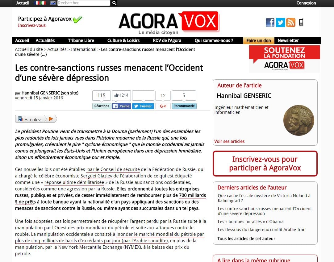Website screenshot AgoraVox
