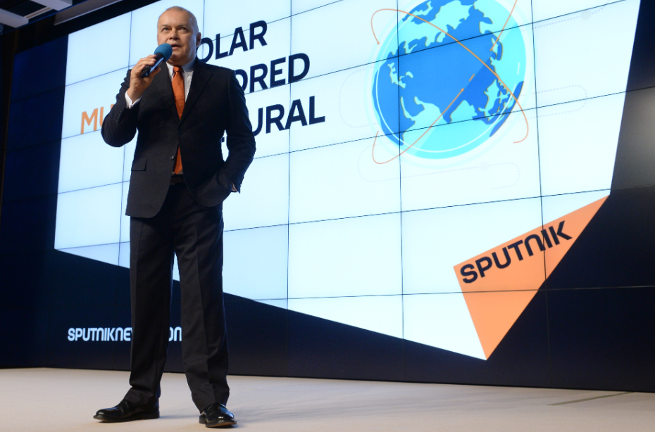 Дмитрий Киселев презентует бренд Sputnik — он станет общим для мировой сети российских агентств
