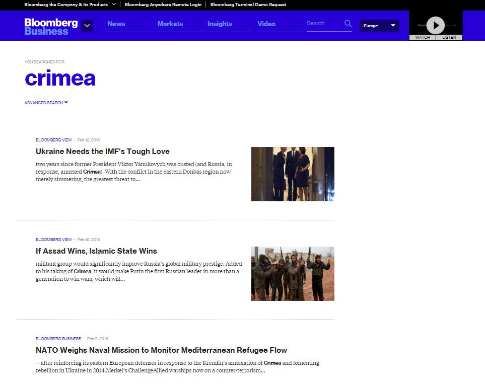 Website screenshot "Bloomberg"