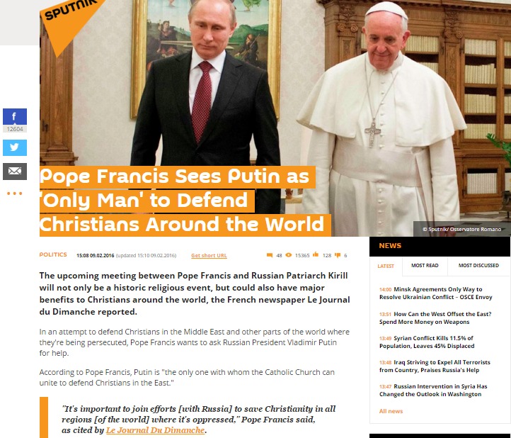 Скриншот  на сайта sputniknews.com