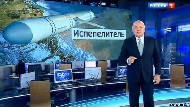 Pro-Kremlin media personality Dmitry Kiselyov heads the Sputnik news website, now blocked by Latvia.