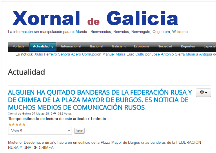 Скриншот на сайта на "Xornal de Galicia"