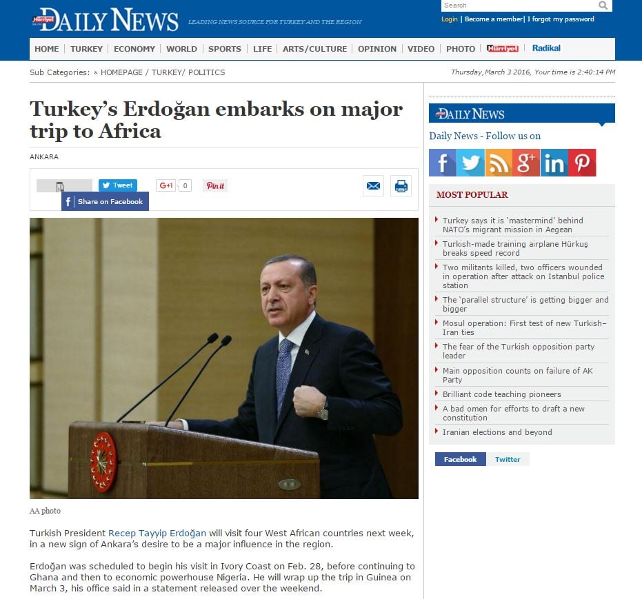 Скриншот на сайта hurriyetdailynews