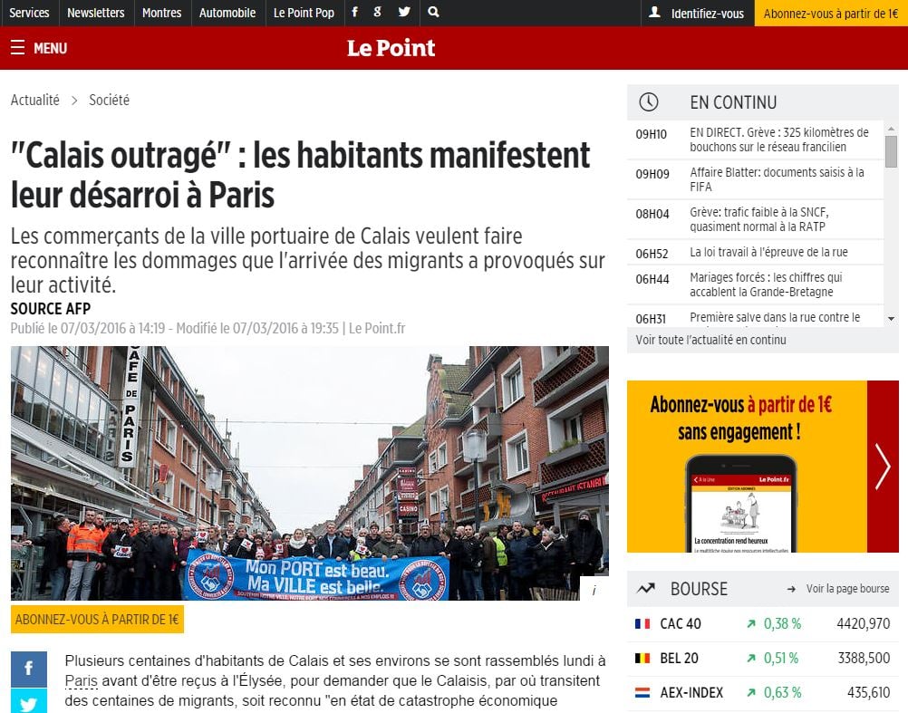 Скриншот на сайта Le Point.fr