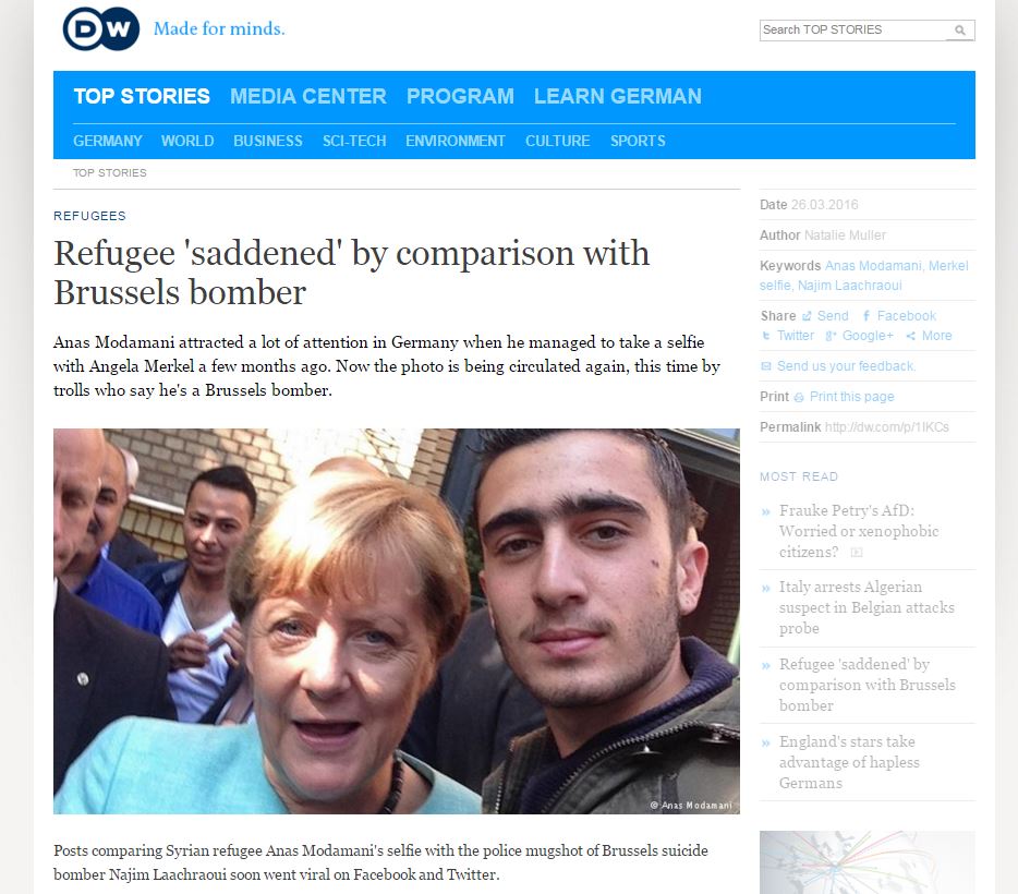 Скриншот на сайта на  Deutsche Welle