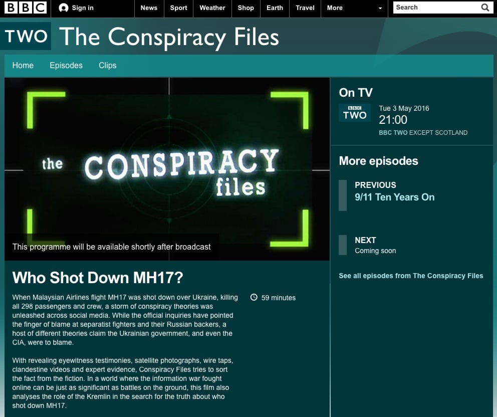 Website screenshot BBC