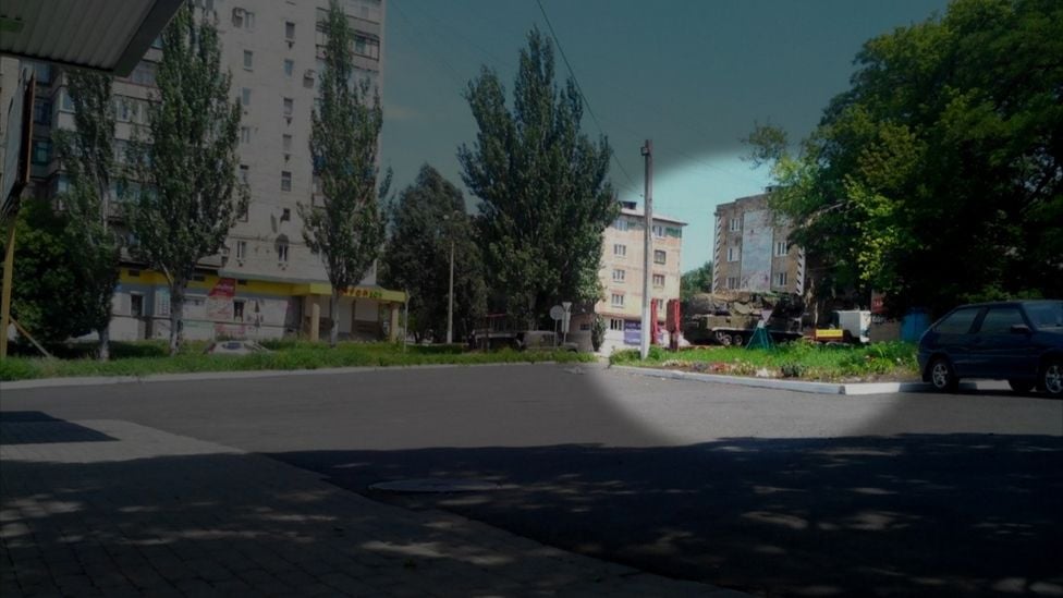 One photo posted on social media shows the missile launcher by a petrol station in rebel-held territory 