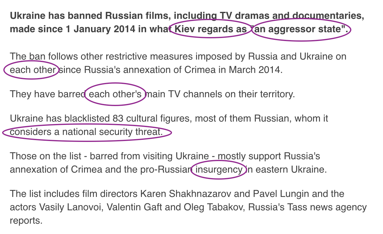 Language of Russian propaganda in the BBC