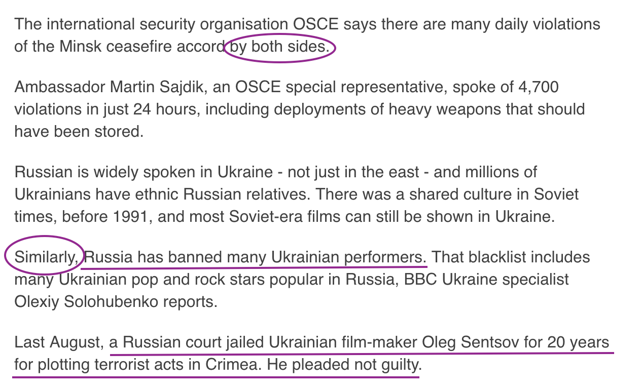 Language of Russian propaganda in the BBC