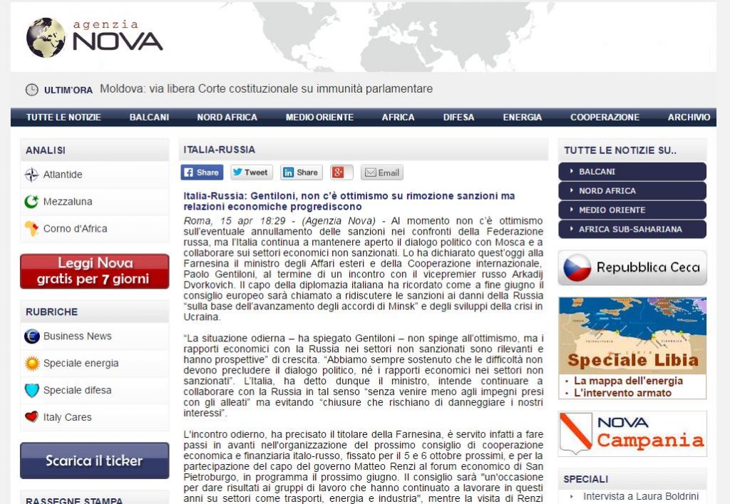 Screenshot website Nova