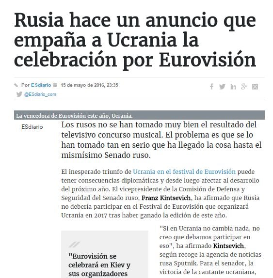 Captura de pantalla de la nota de ESdiario