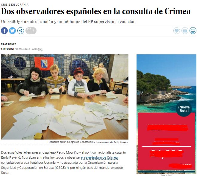 Captura de pantalla de la nota de El País