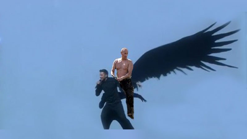 Imagen difundida ampliamente en línea que presenta al meme “Putin se pasea” mezclado con la actuación de Sergey Lazarev.