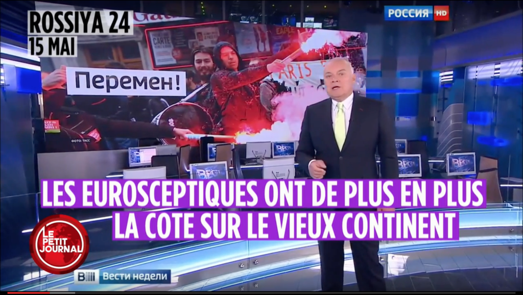Франските журналисти преведоха на родния си език сюжет «за евроскептиците» от програмата на Дмитрий Кисельов. youtube/LePetitJournal