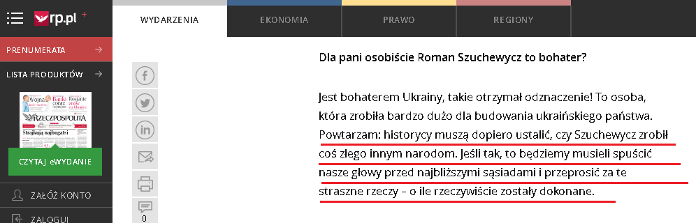 La frase de la entrvista en el diario polaco Rzeczpospolita 