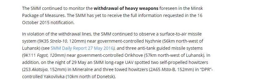 El párrafo del informe por la SMM OSCE