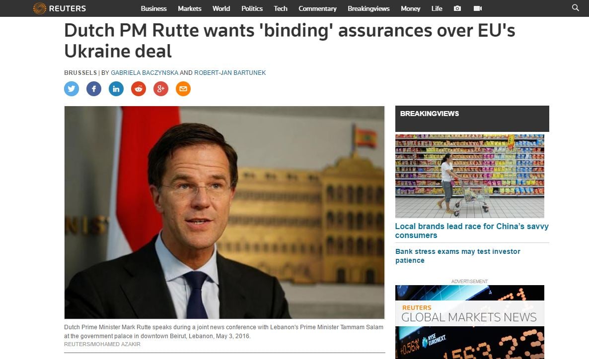 Website screenshot de Reuters