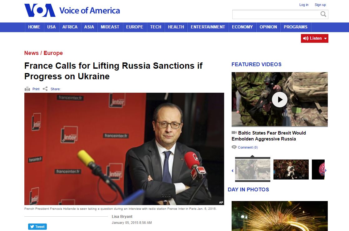 Website screenshot "Voice of America"