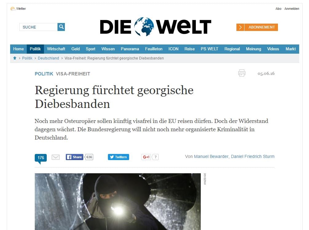 Website screenshot Die Welt