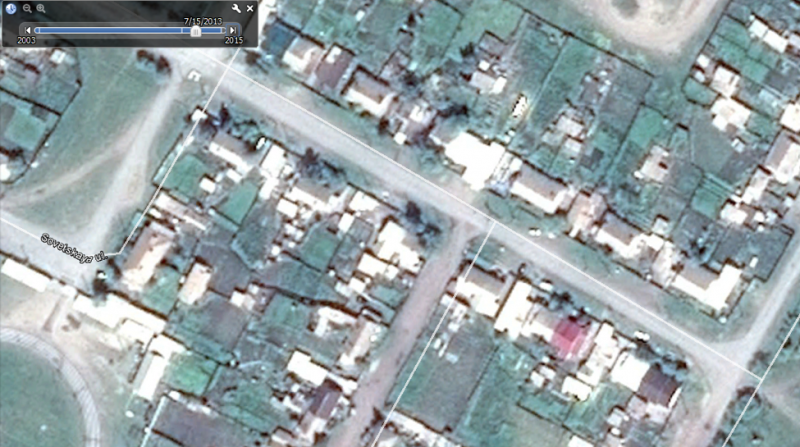 Figure 10: Screen capture from Google Earth of Mira Street in Shira, Khakassia, from July 15, 2013