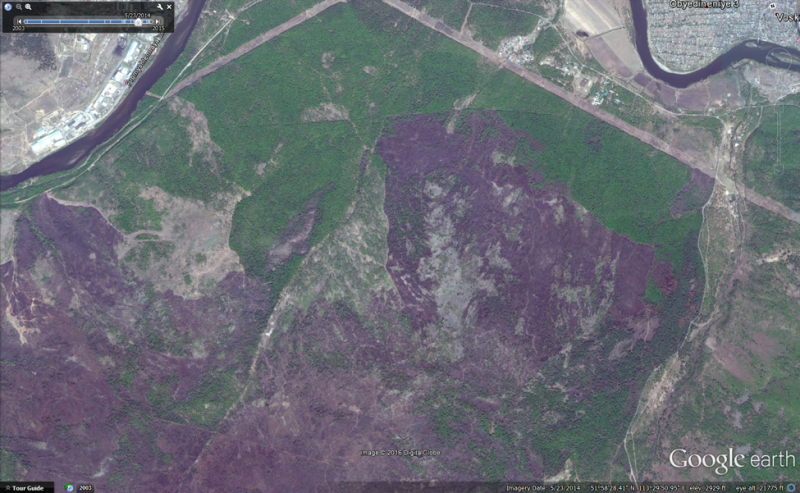 Figure 7: Screen capture from Google Earth of an area near Chita, May 2014